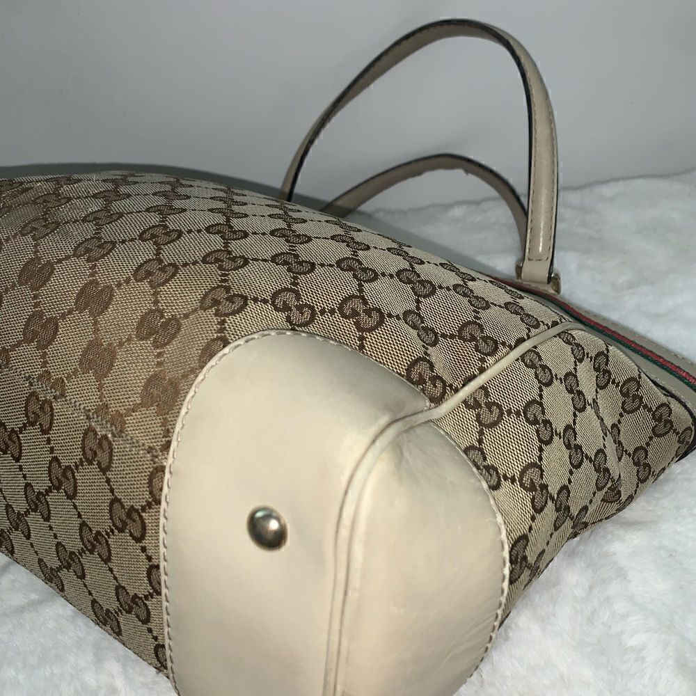 Authentic GUCCI GG Logo Web Line Tote - Picture 8 of 14